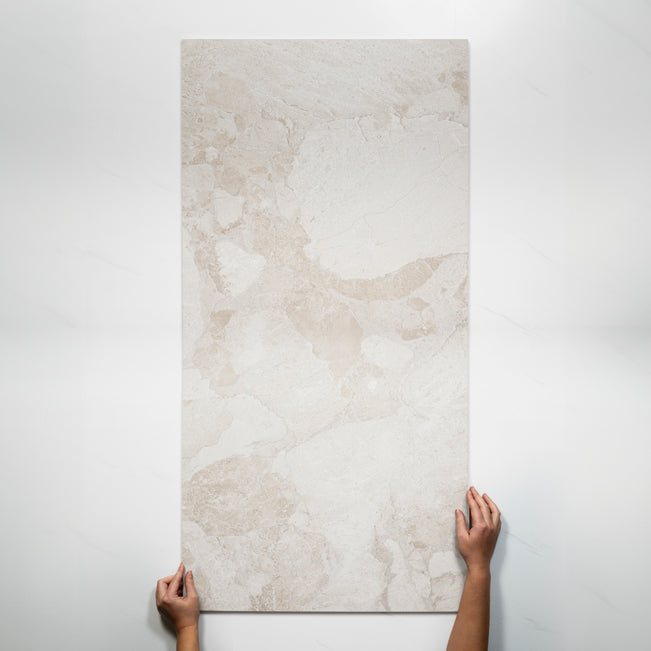Single with Hand Roccia White Lappato Porcelain Tile P4 600 x 1200mm MATSWHN2 - The Blue Space