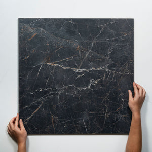 Sereno Black Marble Grain Honed Porcelain Tile 600 x 600mm