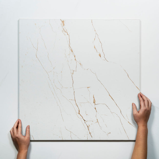 With Hand Sereno White Marble Grain Honed Porcelain Tile 600 x 600mm SEGBIH1 - The Blue Space