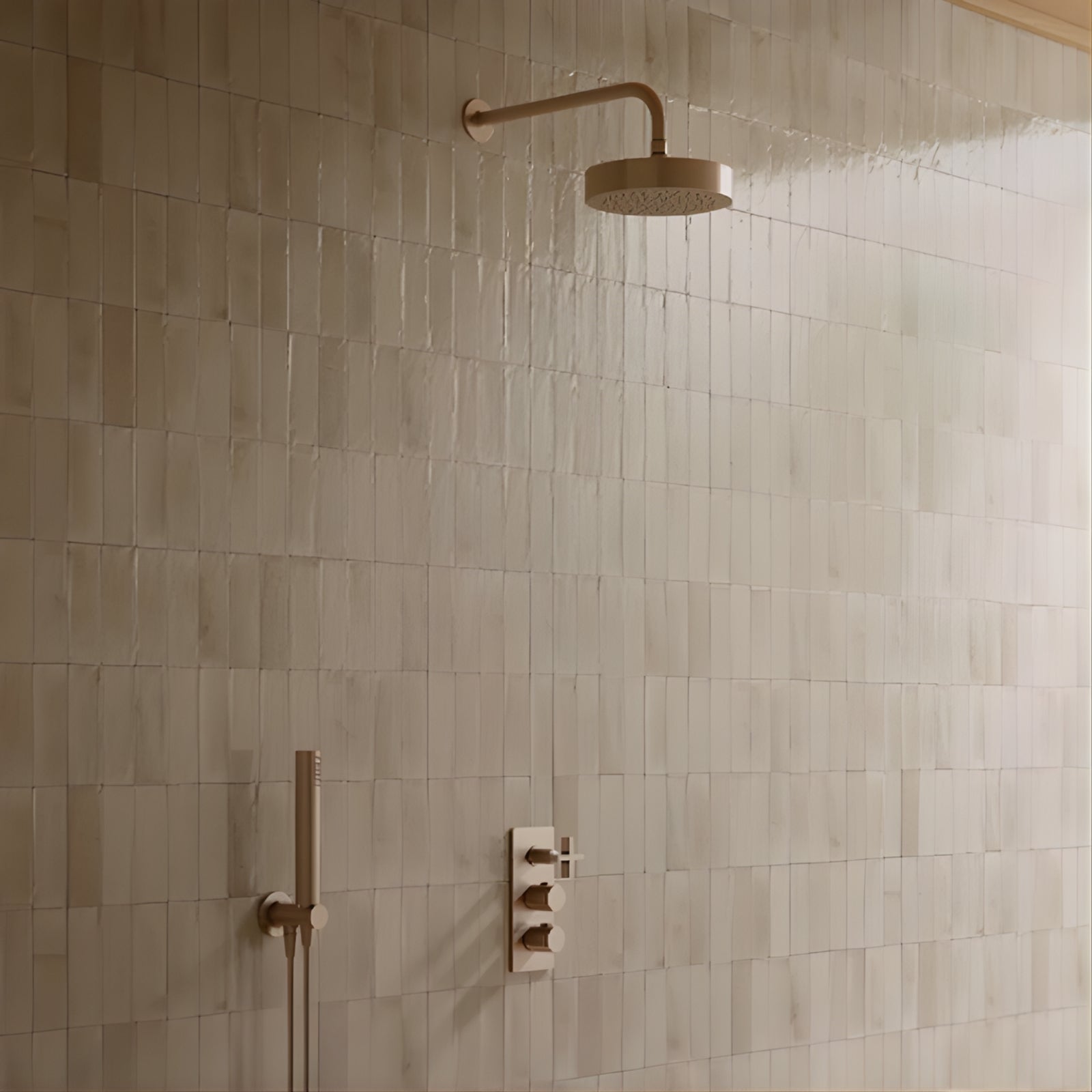 Lifestyle Sicily Beige Gloss Bejmat Cushioned Edge Porcelain Tile 75x200mm 720GLEBEG - The Blue Space