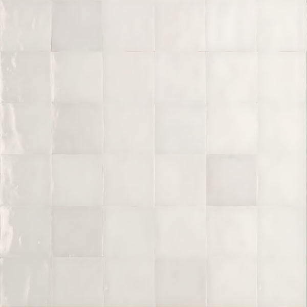 Snow White Ella Zellige Tile 100 x 100 x 10mm Italian Ceramic 10X10GESSO - The Blue Space