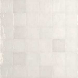 Snow White Ella Zellige Tile 100 x 100 x 10mm Italian Ceramic