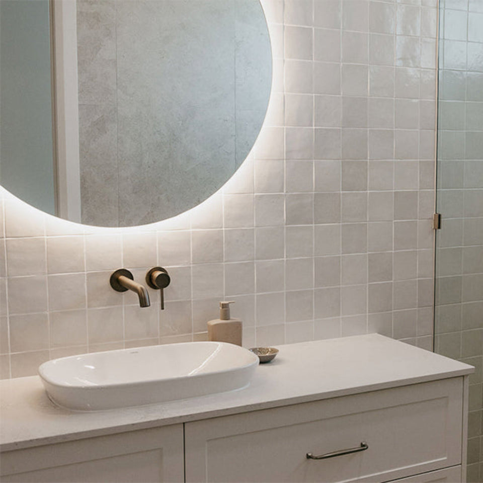 Snow White Ella Zellige Tile 100 x 100 x 10mm Italian Ceramic