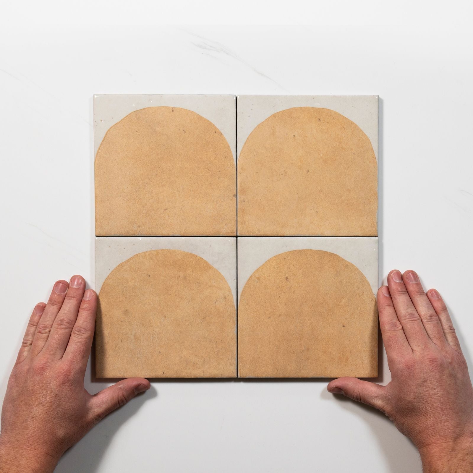 Pattern Lay With Hand Soluna Arc Cotto Porcelain Tile 150 x 150mm ATLCOD - The Blue Space