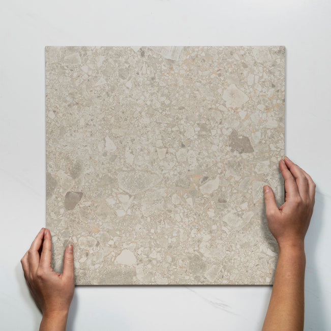 Single with Hand Southside Beige Terrazzo External P5 Porcelain Tile 450 x 450mm 45STUBEX - The Blue Space