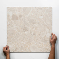 Single with Hand Southside Beige Terrazzo External Porcelain Tile P5 600mm x 600mm 6STUBEX - The Blue Space