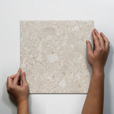 Single With Hand Southside Beige Terrazzo Matte P3 Porcelain Tile 300 x 300mm 3STUBEM - The Blue Space