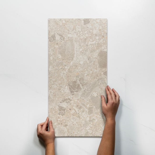 Southside Beige Terrazzo Matte P4 Porcelain Tile 300 x 600mm