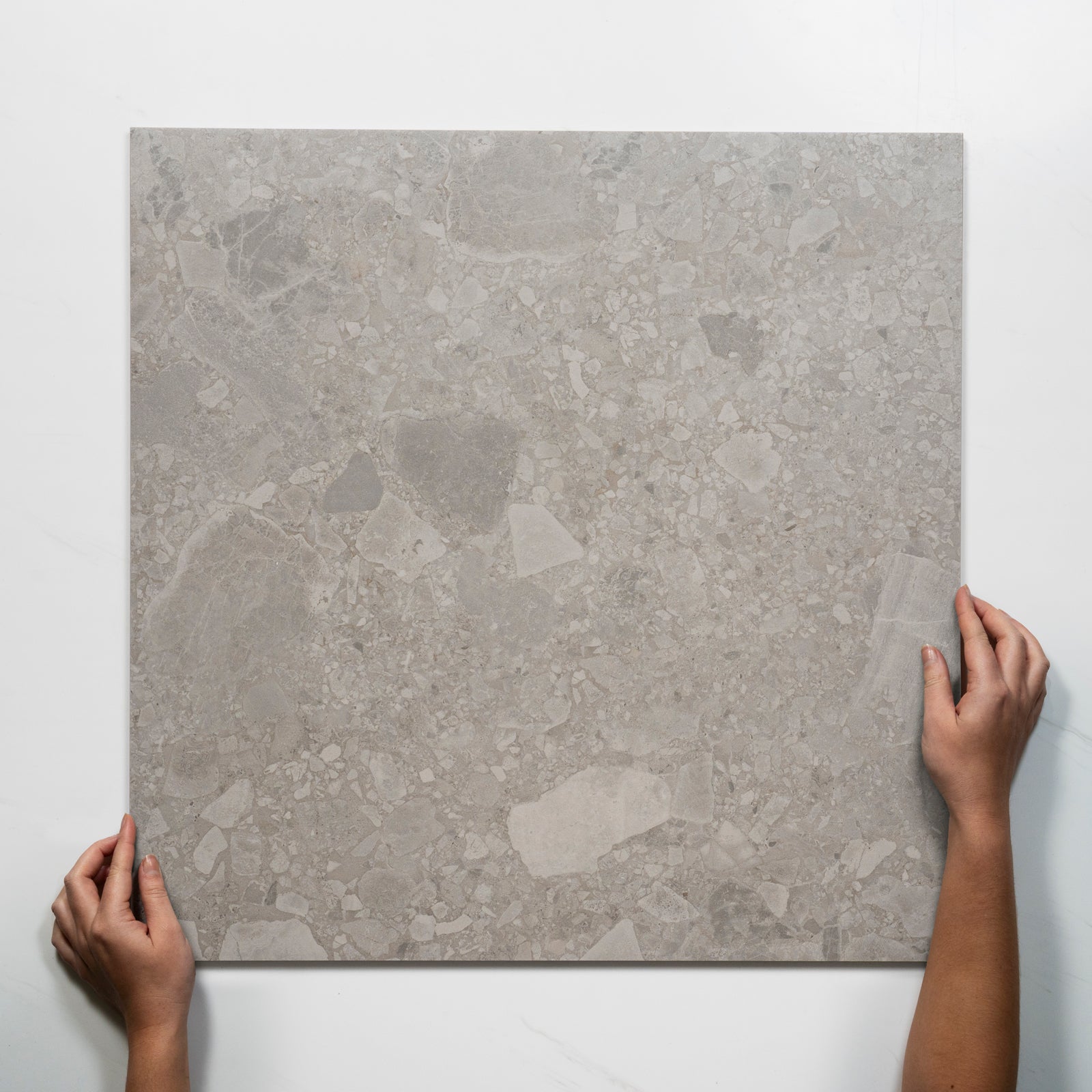 Single with Hand Southside Grey Terrazzo External Porcelain Tile P5 600mm x 600mm 6STUGYX - The Blue Space