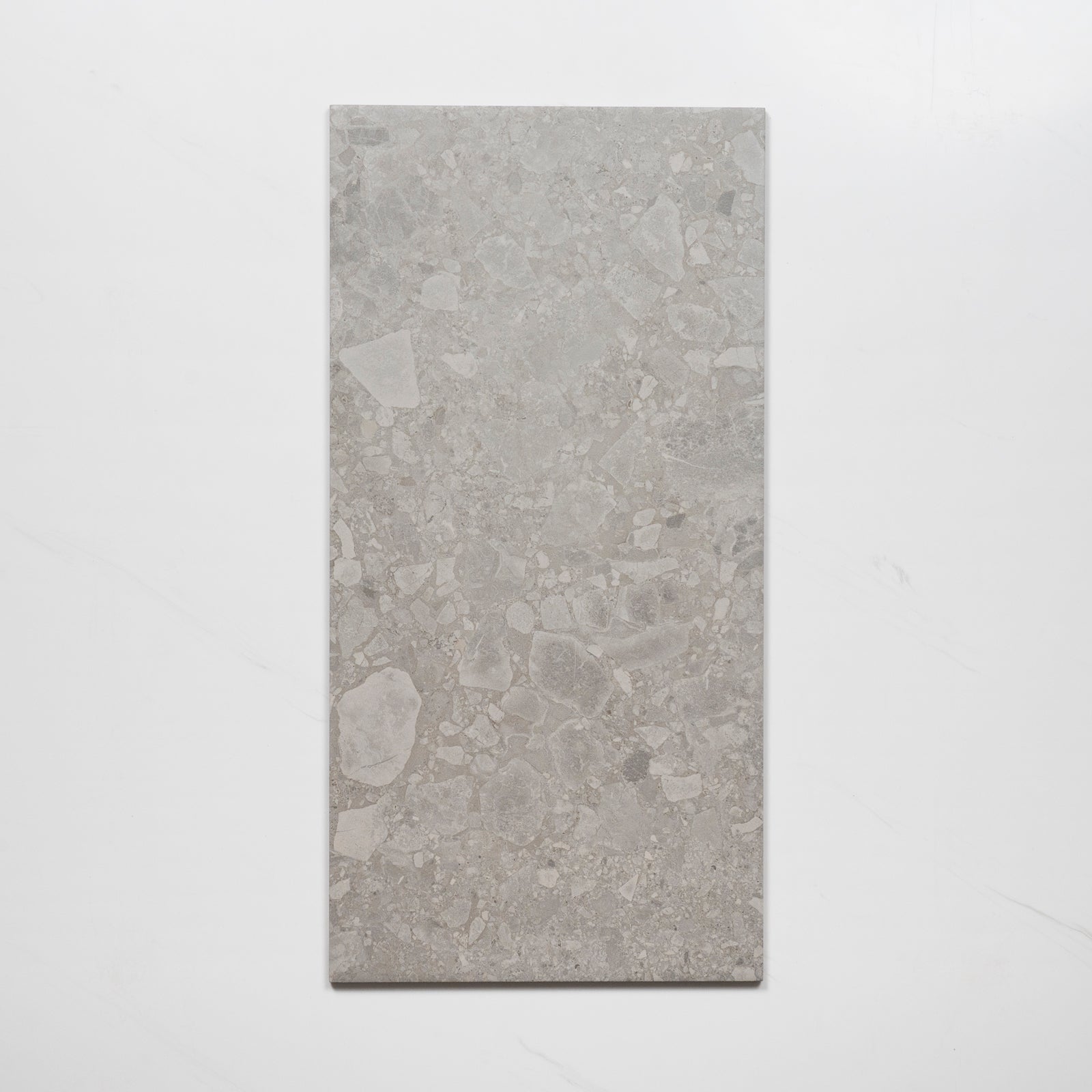 Single no Hand Southside Grey Terrazzo Matte Porcelain Tile P4 300mm x 600mm 36STUGYM - The Blue Space