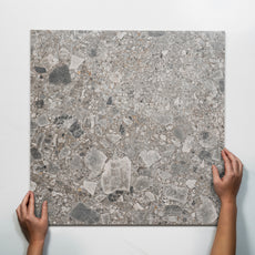 Single with Hand Southside Natural Terrazzo External Porcelain Tile P5 600mm x 600mm 6STUNAX - The Blue Space