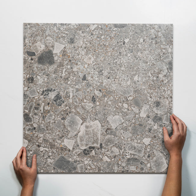 Single with Hand Southside Natural Terrazzo External Porcelain Tile P5 600mm x 600mm 6STUNAX - The Blue Space