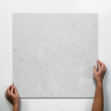Single with Hand Southside White Terrazzo Matte Porcelain Tile P3 600mm x 600mm 6STUWHM - The Blue Space