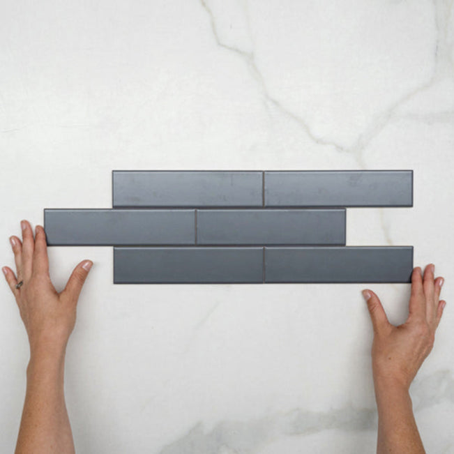 With Hand Sunset Iron Grey Satin Flat Ceramic Tile 50x200mm  - The Blue Space