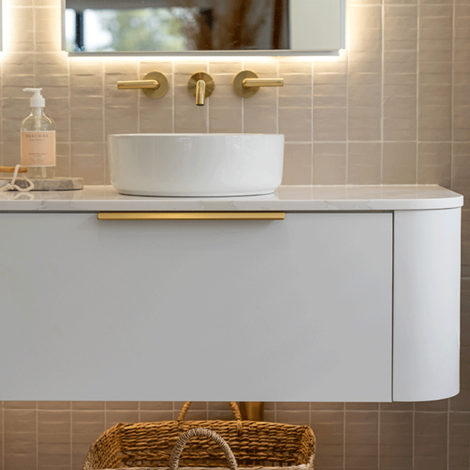 Timberline Santos Wall Hung Vanity with SilkSurface Top and Basin