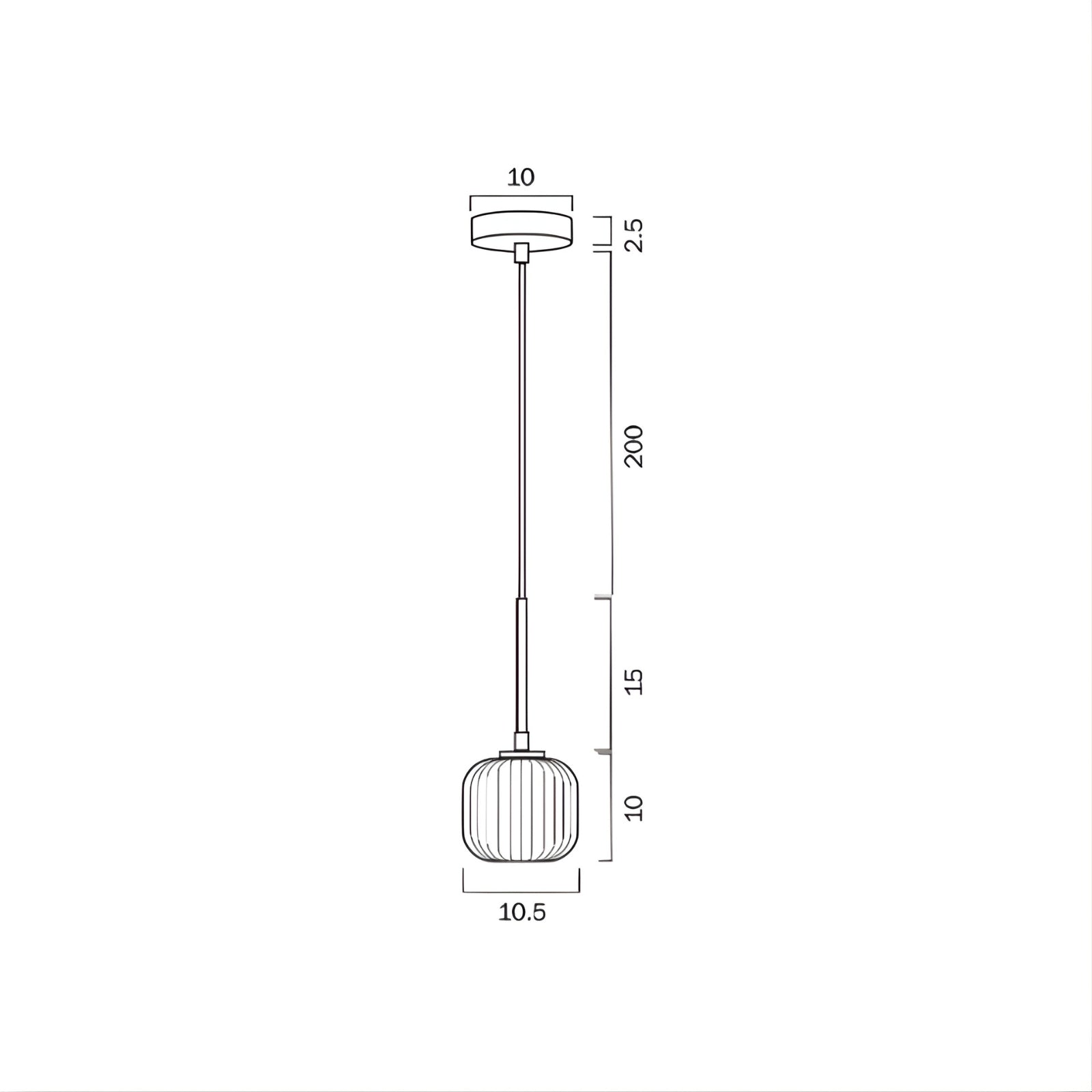 Line Drawing Telbix Bobo G9 1 Light Pendant Black BOBOPE01-BKSM - The Blue Space