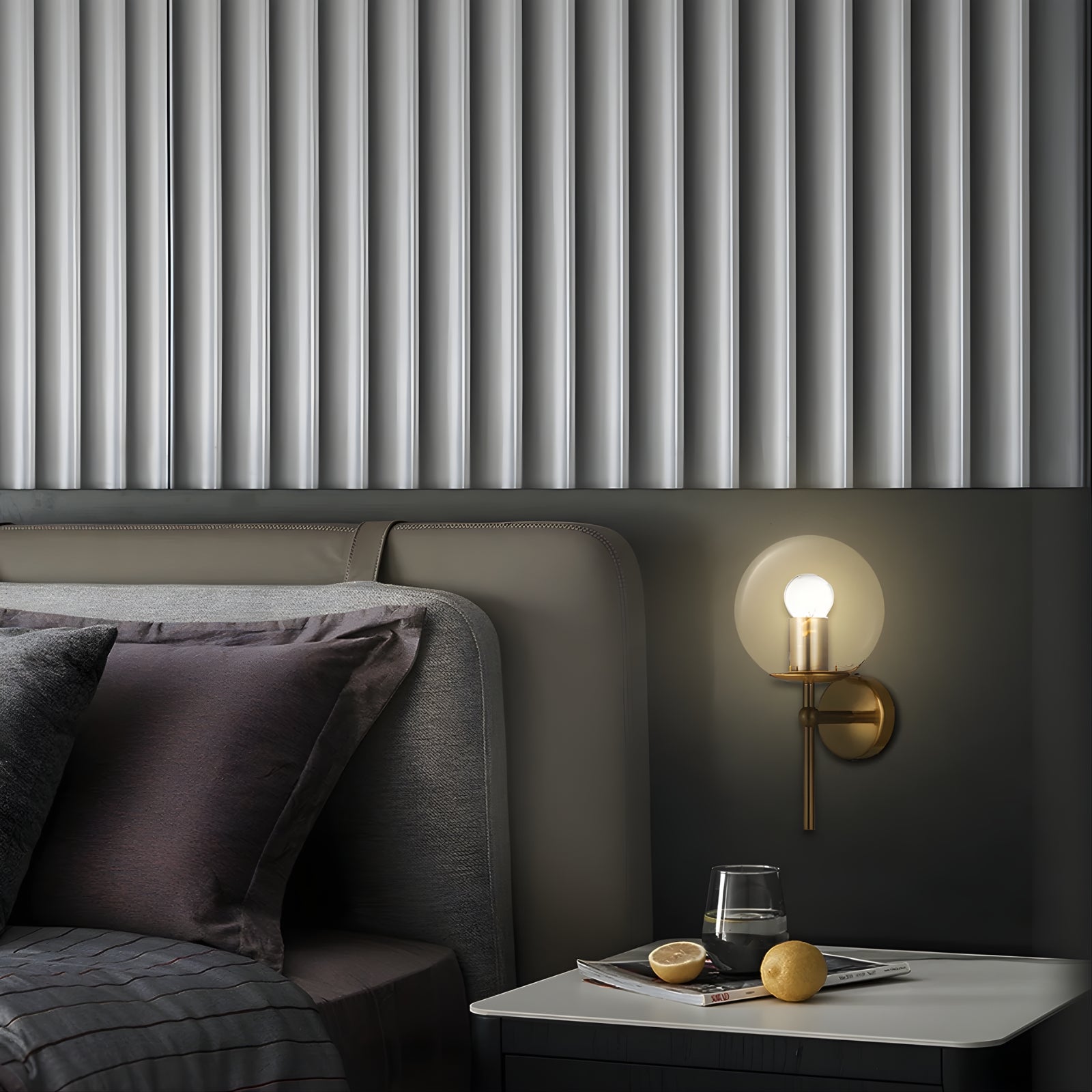 Bedroom Telbix Eterna 1 Wall Light Antique Gold Clear  ETERNAWB1-AGCL - The Blue Space