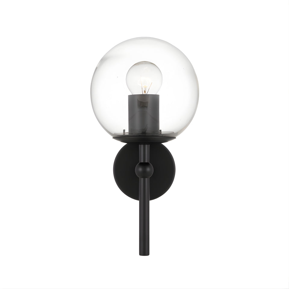 Telbix Eterna 1 Wall Light Black Clear