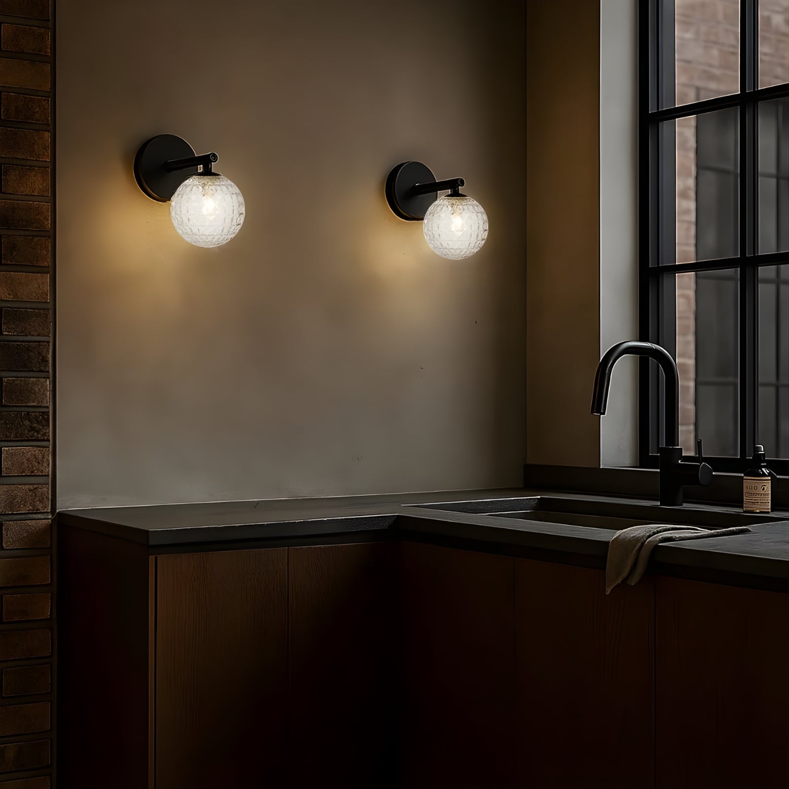 Lifestyle Telbix Felton 1 Light G9 Wall Light Black Clear Prism FELTONWB1-BKCLP - The Blue Space