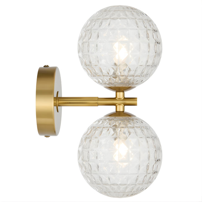 Telbix Felton 2 Light G9 Wall Light Antique Gold Clear Prism FELTONWB2-AGCLP - The Blue Space