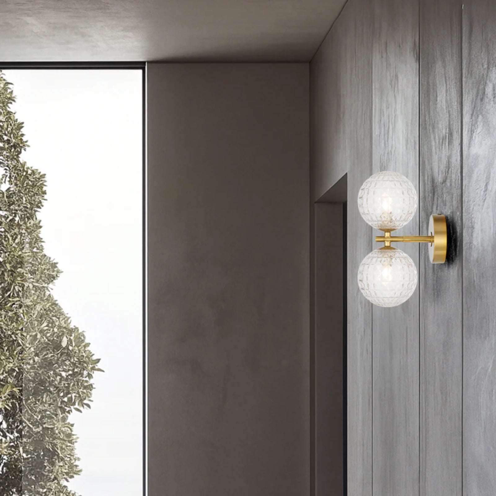 Lifestyle Telbix Felton 2 Light G9 Wall Light Antique Gold Clear Prism FELTONWB2-AGCLP - The Blue Space