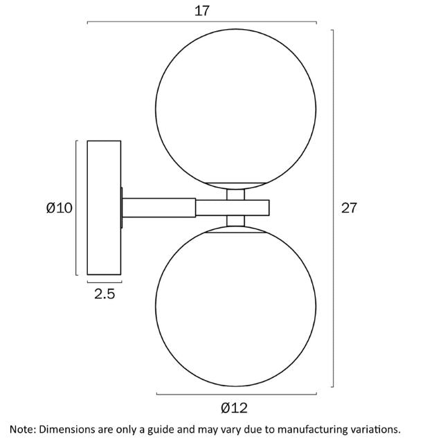 Line Drawing Telbix Felton 2 Light G9 Wall Light Black Opal FELTONWB2-BKOM - The Blue Space