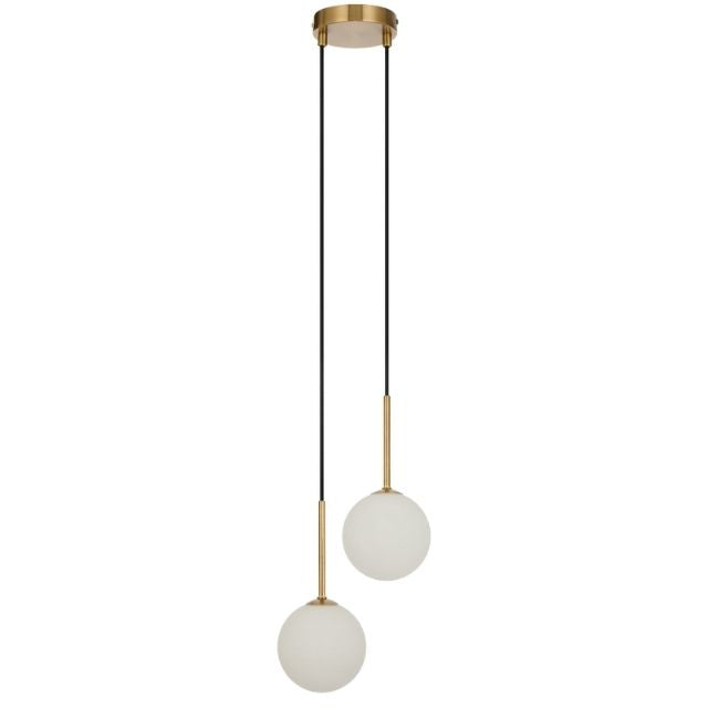 Light Off Telbix Gaston 2 Light Pendant G9 Antique Gold Opal GASTONPE2-AGOM - The Blue Space