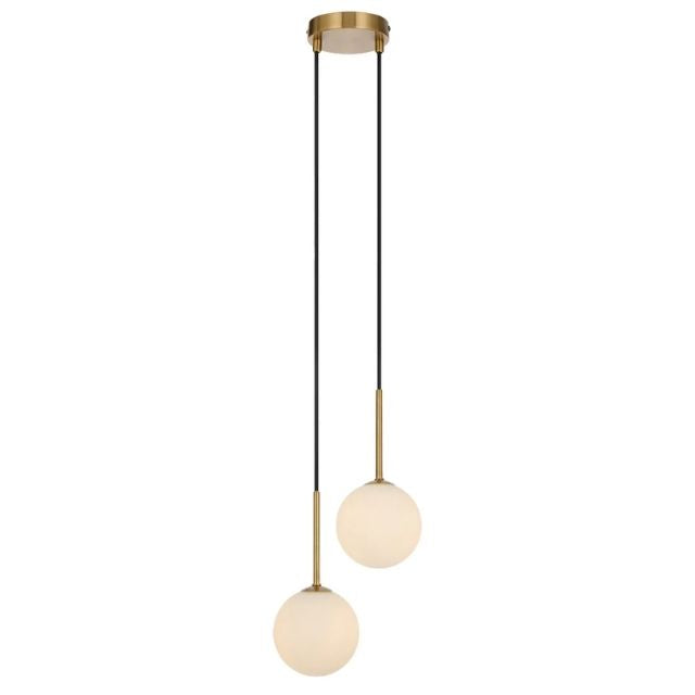 Telbix Gaston 2 Light Pendant G9 Antique Gold Opal GASTONPE2-AGOM - The Blue Space