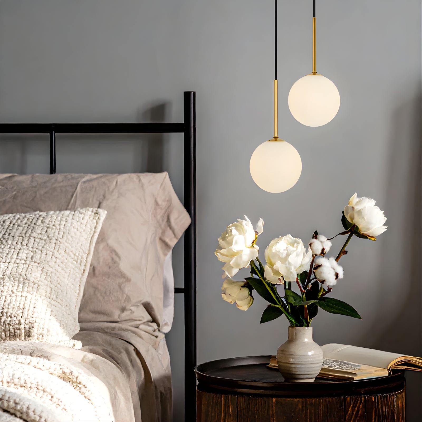 Lifestyle Telbix Gaston 2 Light Pendant G9 Antique Gold Opal GASTONPE2-AGOM - The Blue Space