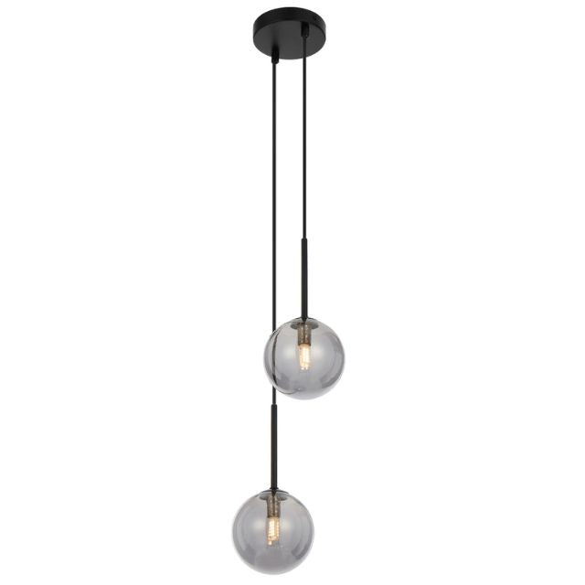 Angle Telbix Gaston 2 Light Pendant G9 Black Smoke GASTONPE2-BKSM - The Blue Space