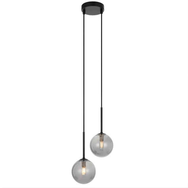 Angle Telbix Gaston 2 Light Pendant G9 Black Smoke GASTONPE2-BKSM - The Blue Space