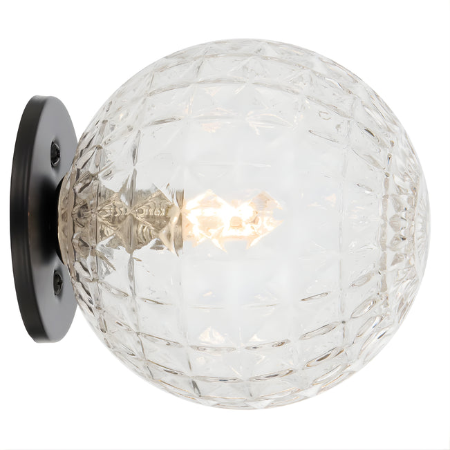 Telbix Gaston G9 Wall Light Black Clear Prism GASTONWB-BKCLP - The Blue Space