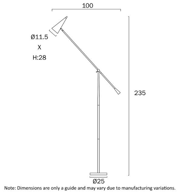 Line Drawing Telbix Jibara Floor Lamp E27 Black JIBARAFL-BKBRS - The Blue Space