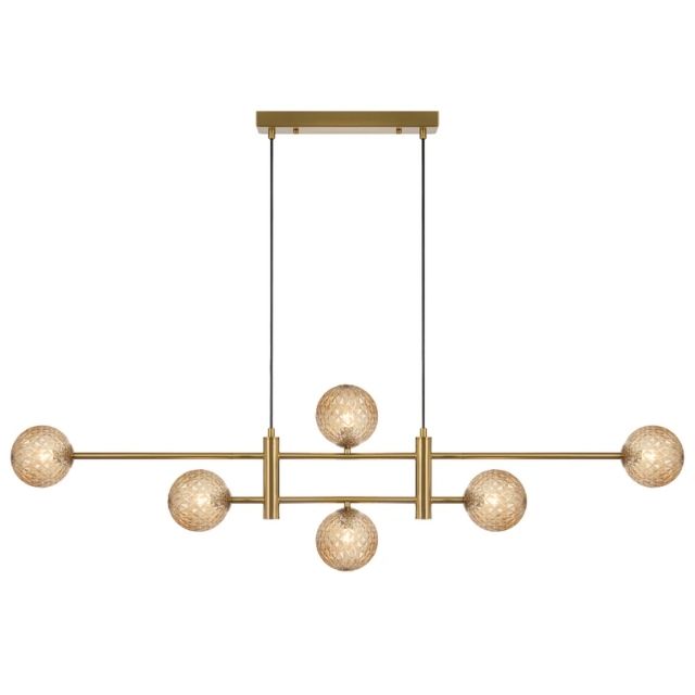 Telbix Tyson 6 Light Pendant G9 Antique Gold Amber Prism TYSONPE06-AGAMT - The Blue Space