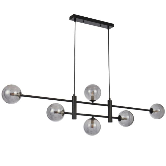 Angle Telbix Tyson 6 Light Pendant G9 Black Smoke TYSONPE06-BKSM - The Blue Space