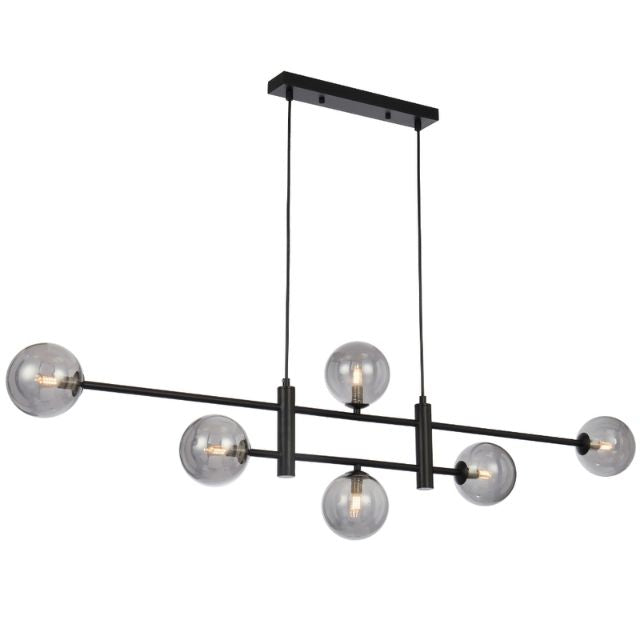 Telbix Tyson 6 Light Pendant G9 Black Smoke TYSONPE06-BKSM - The Blue Space