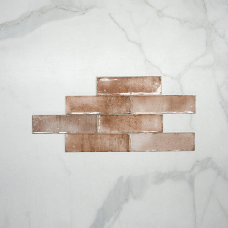 Terracotta Leon Spanish Subway Tile Gloss 69 x 240mm Ceramic