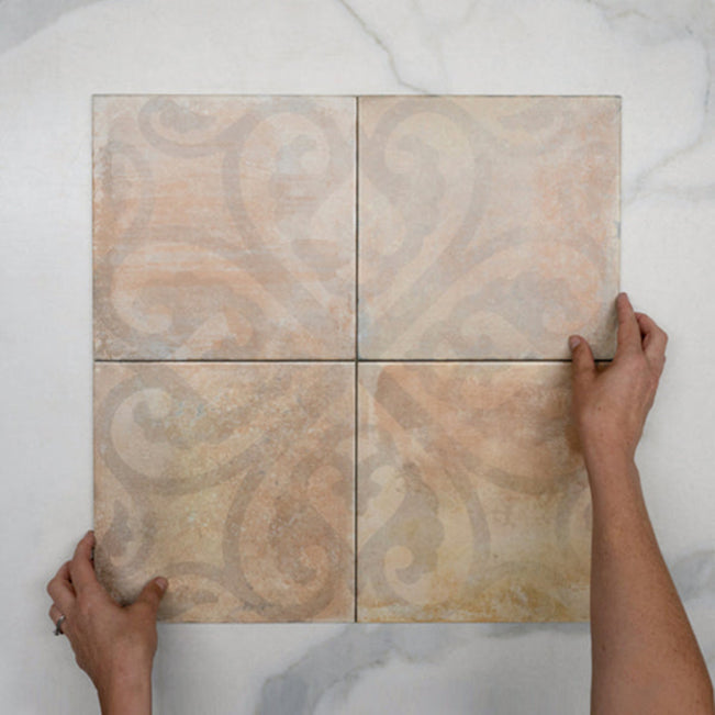 With Hand Terracotta Marco Feature Tile 250 x 250 x 8mm Spanish Porcelain  - The Blue Space