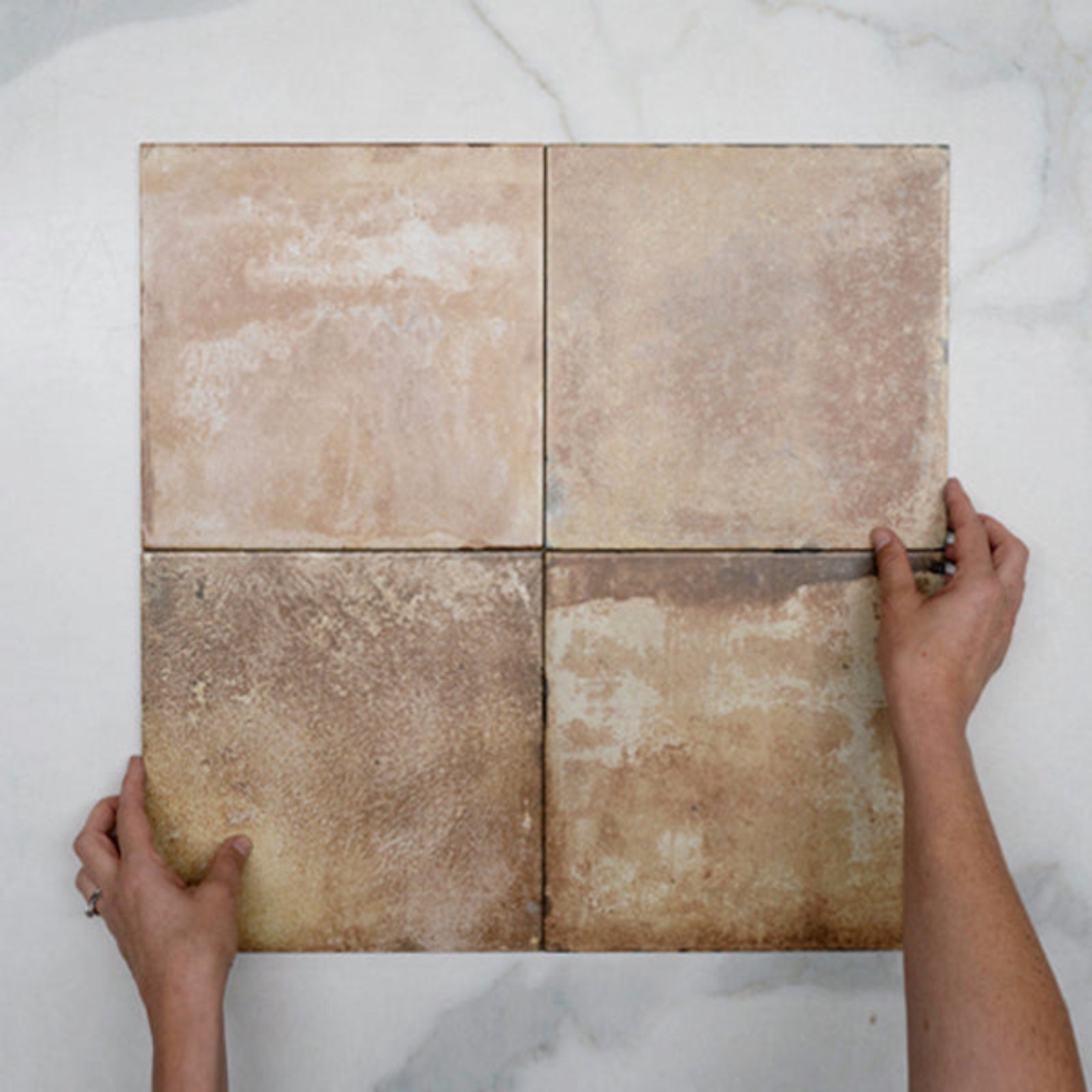 With Hand Terracotta Marco Tile 250 x 250 x 8mm Spanish Porcelain External  - The Blue Space