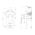 Phoenix Enviro316 Marine Grade Stainless Steel Wall and Shower Mixer technical drawing -  The Blue Space
