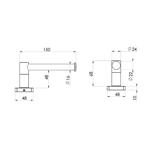 Phoenix Enviro316 Marine Grade Stainless Steel Toilet Roll Holder technical drawing -  The Blue Space