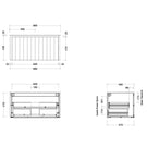 Timberline Saba Wall Hung Vanity 900mm Technical Drawing - Online at The Blue Space