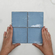 Ash Blue Dianna Zellige Look Tile 100 x 100 x 9mm Spanish Ceramic