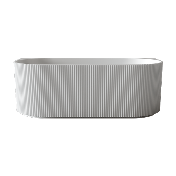 Baö Fluted Back to Wall Bath in Matte White | Deep-Etched