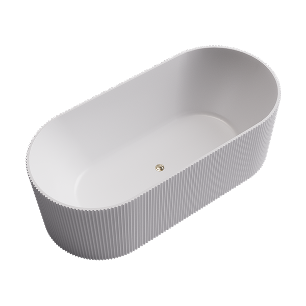 Baö Fluted Freestanding Bath in Matte White | Elevated View | Deep-Etched
