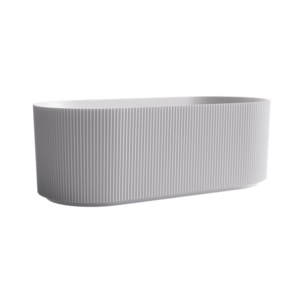 Baö Fluted Freestanding Bath in Matte White | Side View | Deep-Etched