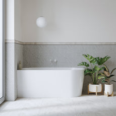 Bao Bon Back to Corner Acrylic Oval Bath in Crisp White - The Blue Space