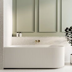Baö Fluted 1500mm Back to Corner Acrylic Oval Bath in Matte White only at The Blue Space