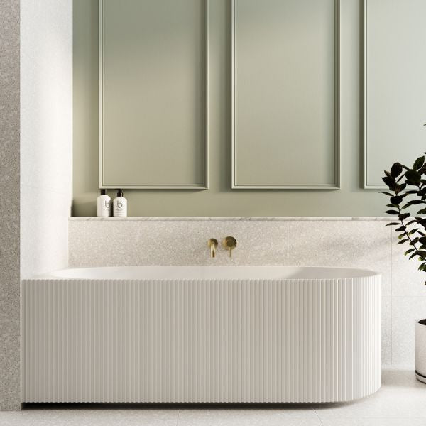 Bao Fluted 1700mm Back to Corner Bath - Matte White