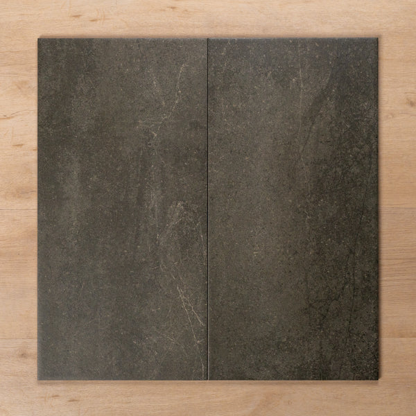 Burleigh Charcoal Matt Cushioned Edge Porcelain Tile 300x600mm Double - The Blue Space